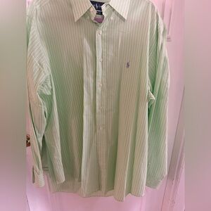 Ralph Lauren Men's Light Green Pinstripe Shirt